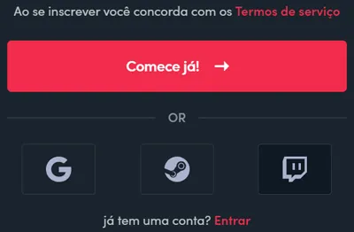 Botão para confirmar o registro no cassino online Blaze