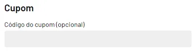 Caixa para código promocional no site da KTO