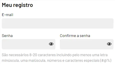Formulário de registro da KTO, etapa 1
